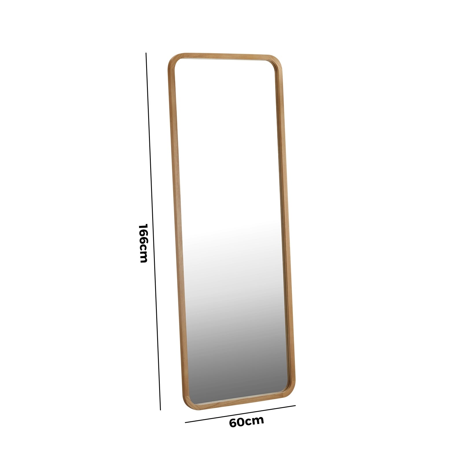 Oikiture Wooden Full Length Mirror 166x60cm Rectangle Dressing Floor Mirrors - Sunyee