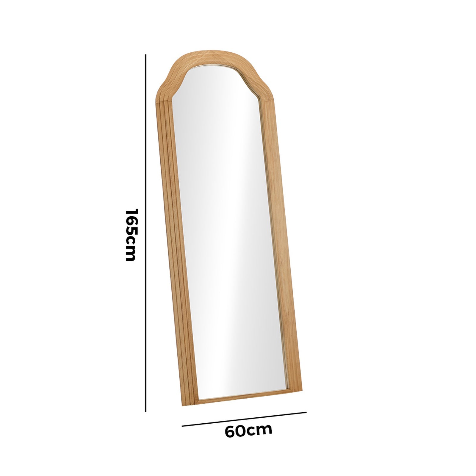 Oikiture Full Length Mirror Floor Makeup Mirrors 165x60cm Natural Wood Bedroom - Sunyee