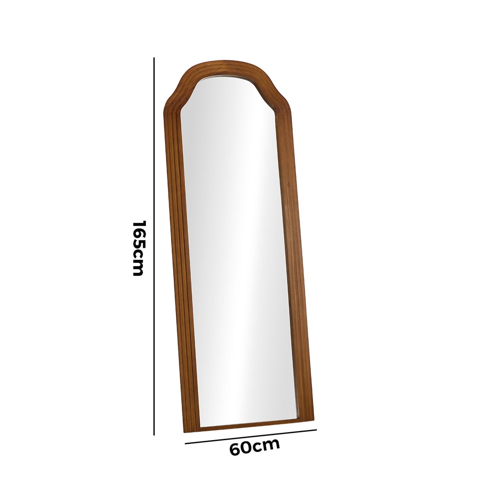 Oikiture Full Length Mirror Floor Makeup Mirrors 165x60cm Brown Wood Bedroom - Sunyee