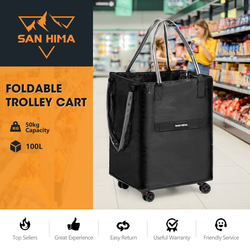 San Hima Rolling Trolley Bag Wheeled Travel Tote Durable Shopping Cart 100L - Sunyee