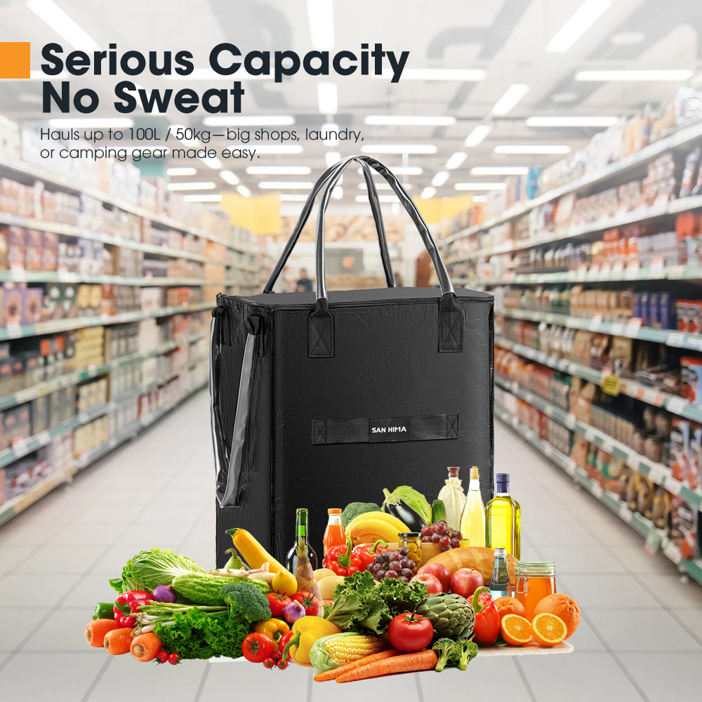 San Hima Rolling Trolley Bag Wheeled Travel Tote Durable Shopping Cart 100L - Sunyee