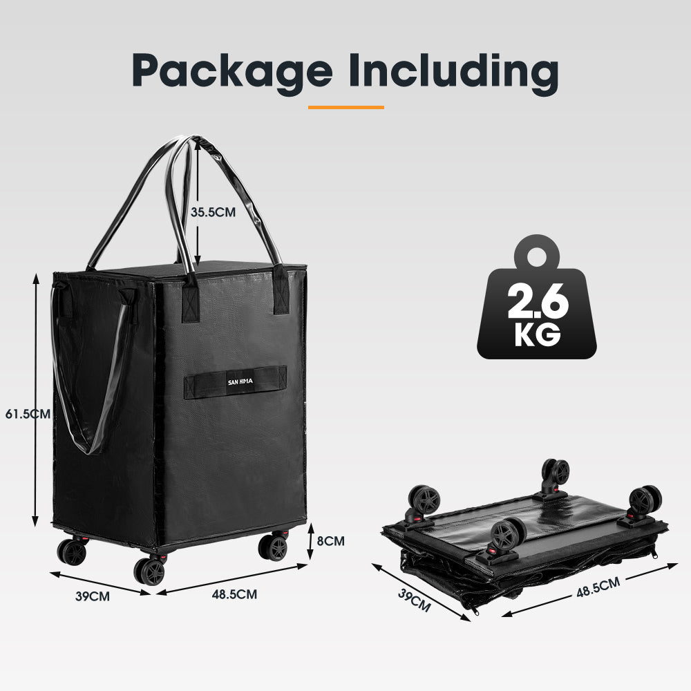 San Hima Rolling Trolley Bag Wheeled Travel Tote Durable Shopping Cart 100L - Sunyee