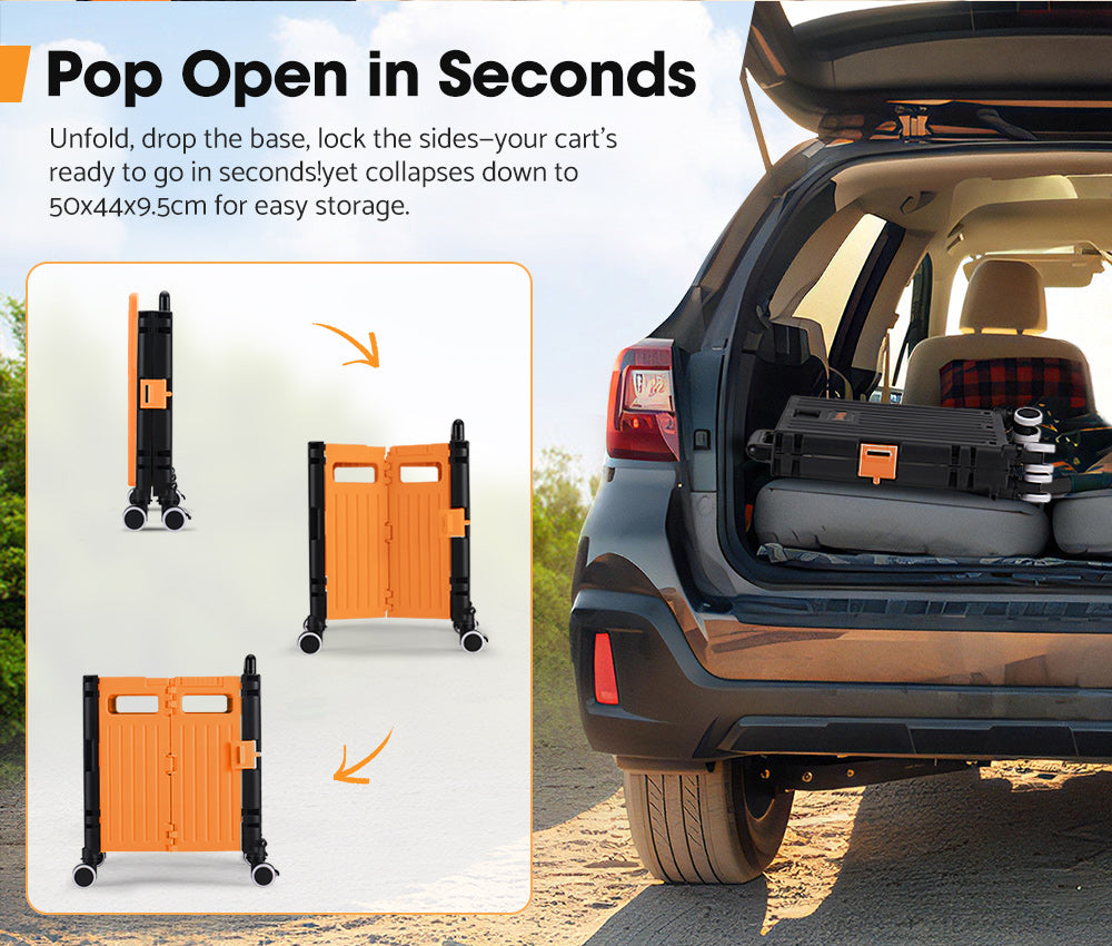 San Hima 70L Shopping Trolley Foldable Camping Cart Grocery Basket 360° Wheel - Sunyee