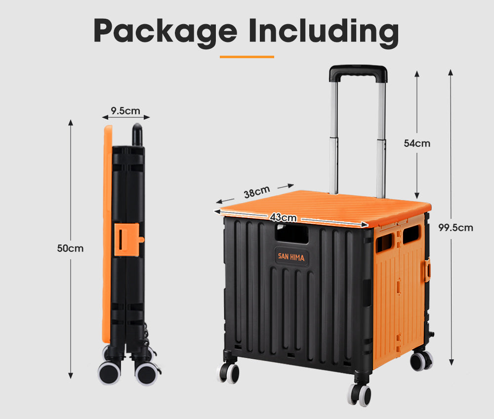 San Hima 70L Shopping Trolley Foldable Camping Cart Grocery Basket 360° Wheel - Sunyee