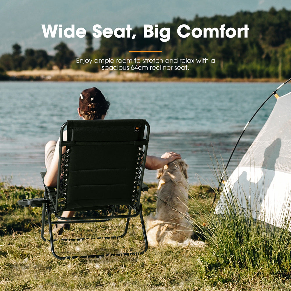 San Hima Folding Camping Chair Portable Lounge Recliner Outdoor Thick Padding - Sunyee