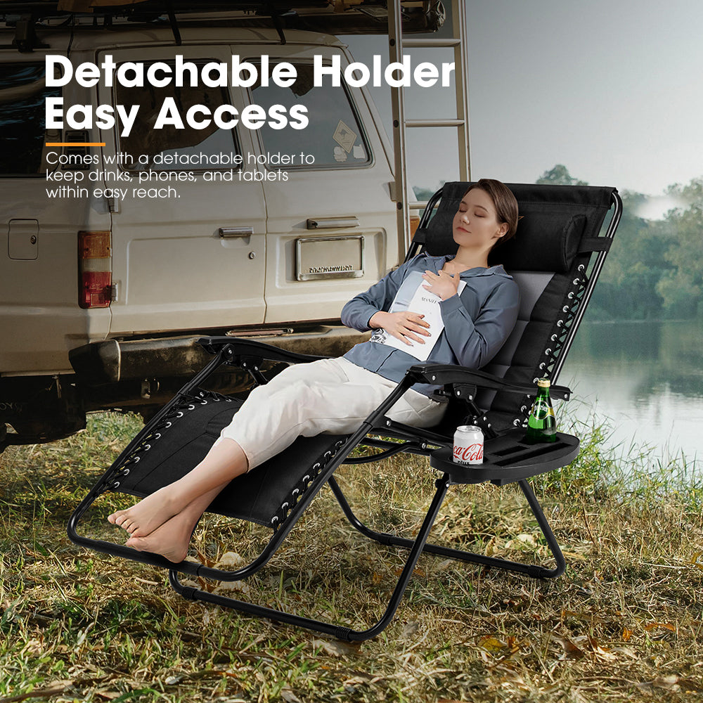 San Hima Folding Camping Chair Portable Lounge Recliner Outdoor Thick Padding - Sunyee