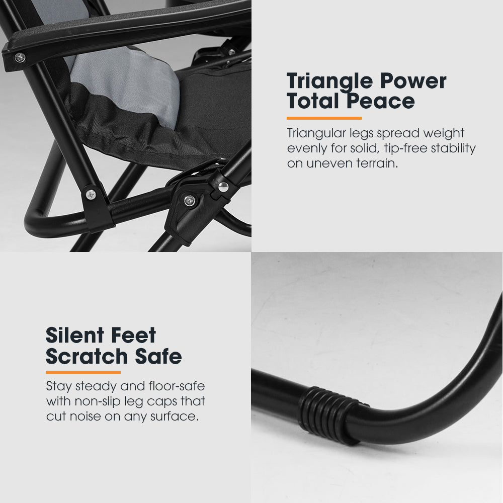 San Hima Folding Camping Chair Portable Lounge Recliner Outdoor Thick Padding - Sunyee