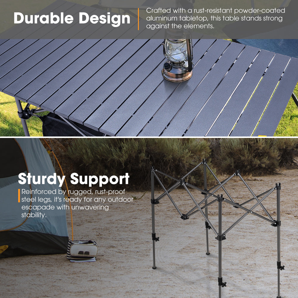 San Hima Folding Camping Table Adjustable Aluminium Portable Outdoor Picnic Desk - Sunyee