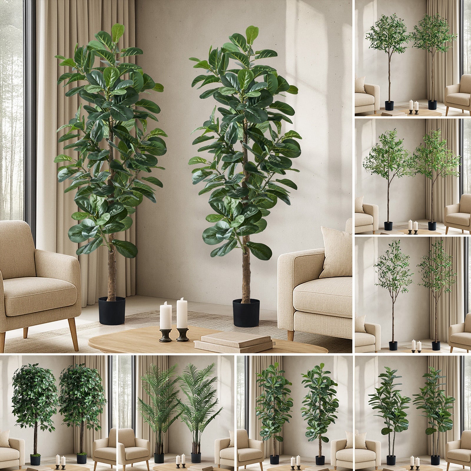 Livsip 2PCS Artificial Potted Plants Lifelike Fake Tree Home Decor 150-210cm - Sunyee