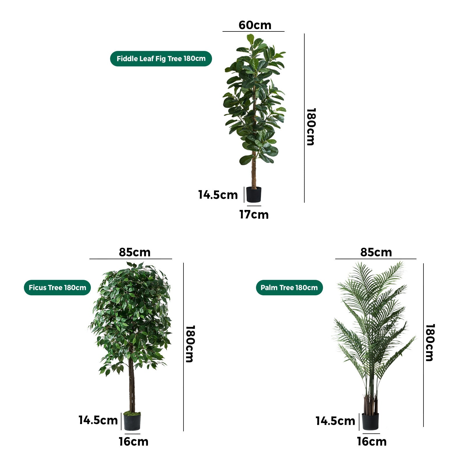 Livsip 2PCS Artificial Potted Plants Lifelike Fake Tree Home Decor 150-210cm - Sunyee