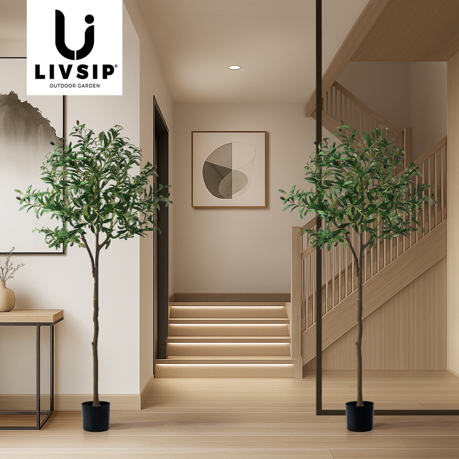 Livsip 2 Pack Artificial Olive Tree Faux Potted Plants Home Garden Decor 150cm - Sunyee
