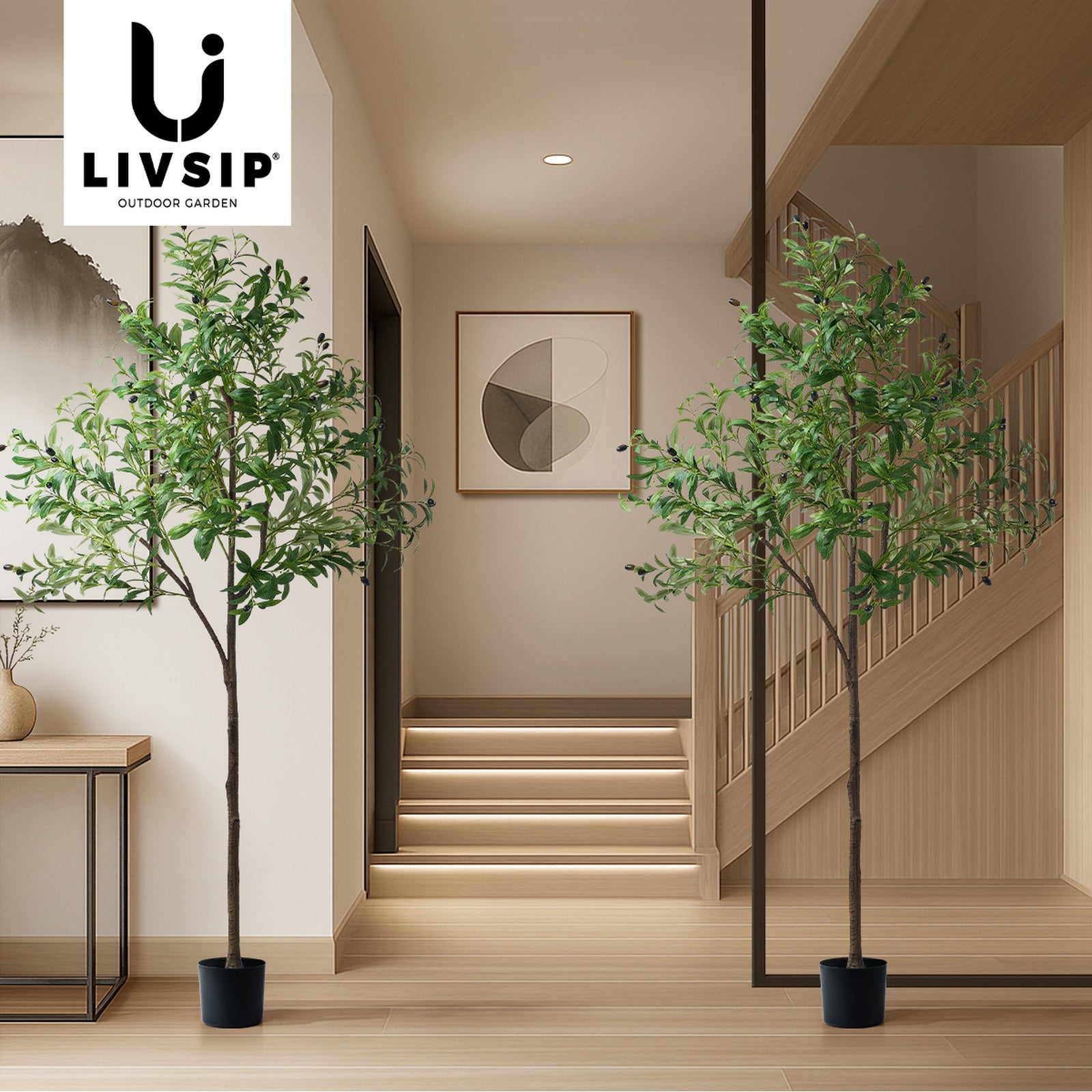 Livsip 2 Pack Artificial Olive Tree Faux Potted Plants Home Garden Decor 180cm - Sunyee