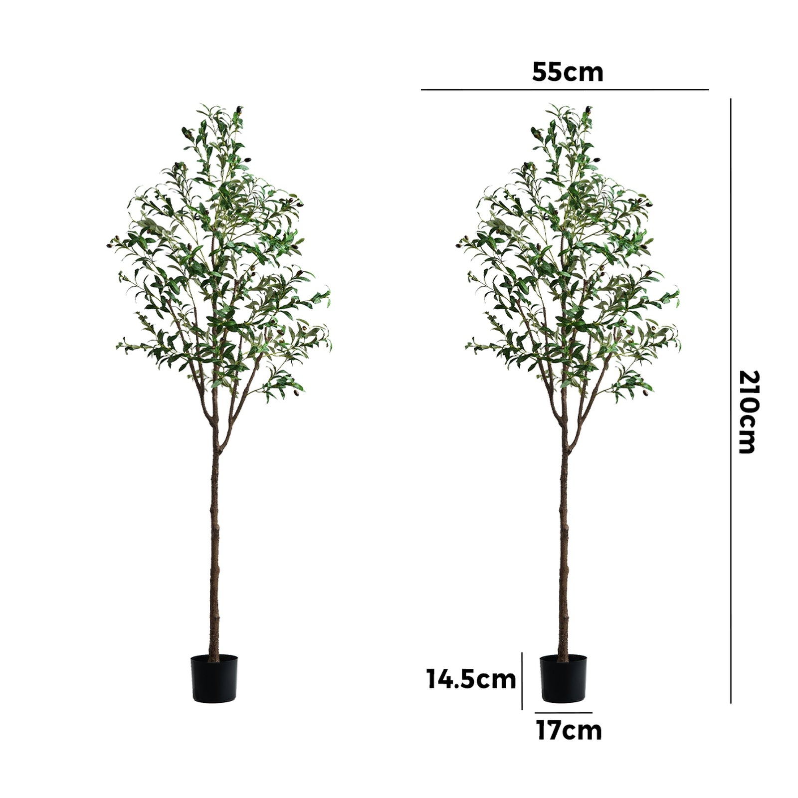 Livsip 2 Pack Artificial Olive Tree Tall Faux Potted Plants Home Decor 210cm - Sunyee