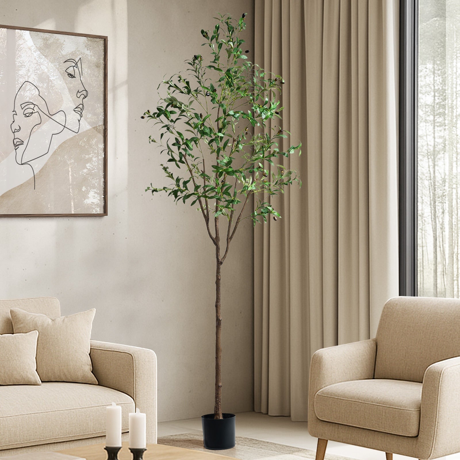 Livsip 150-210cm Artificial Olive Tree Lifelike Faux Plants Home Garden Decor - Sunyee