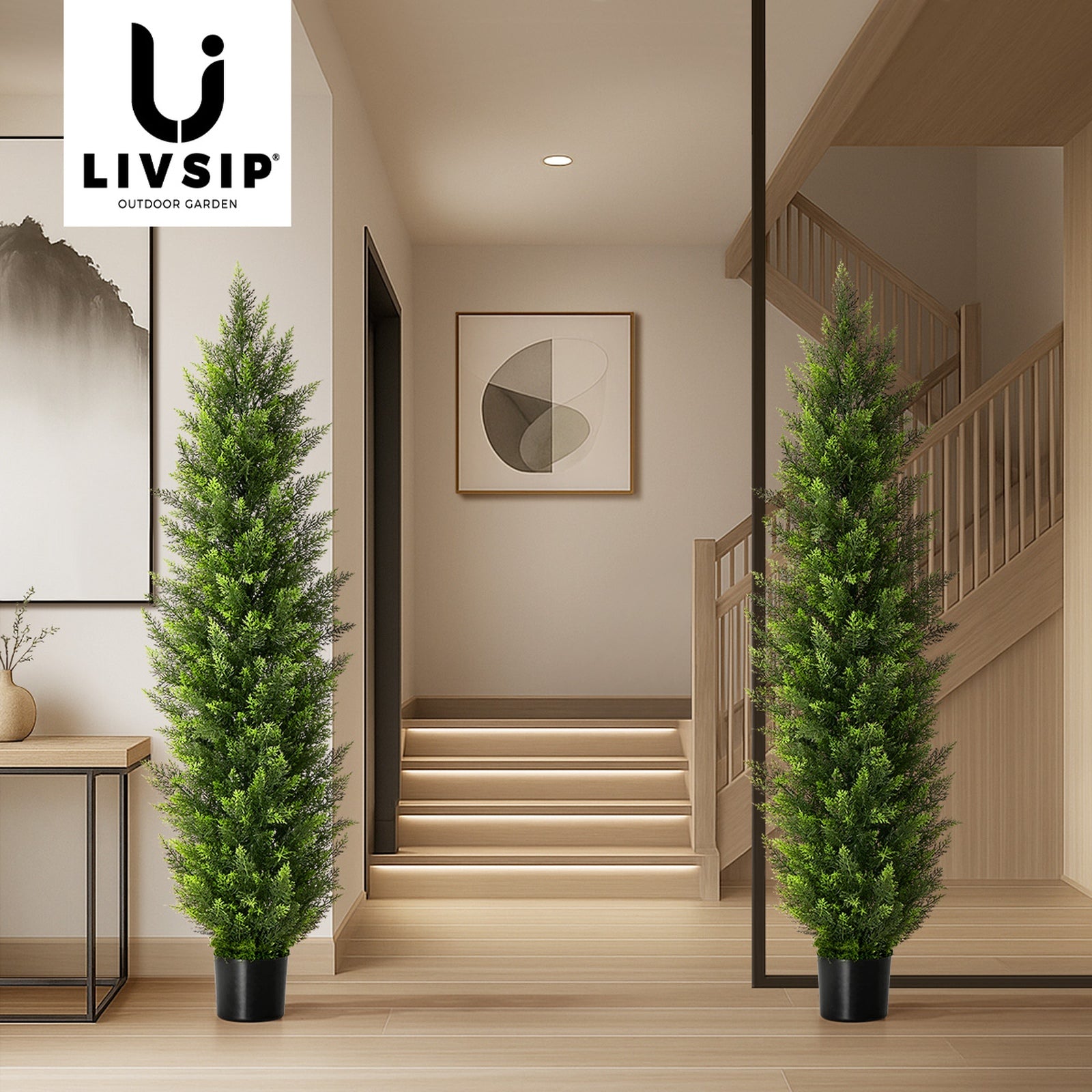 Livsip 2 Pack Artificial Topiary Cedar Tree 150cm Faux Pine Plant Home Decor