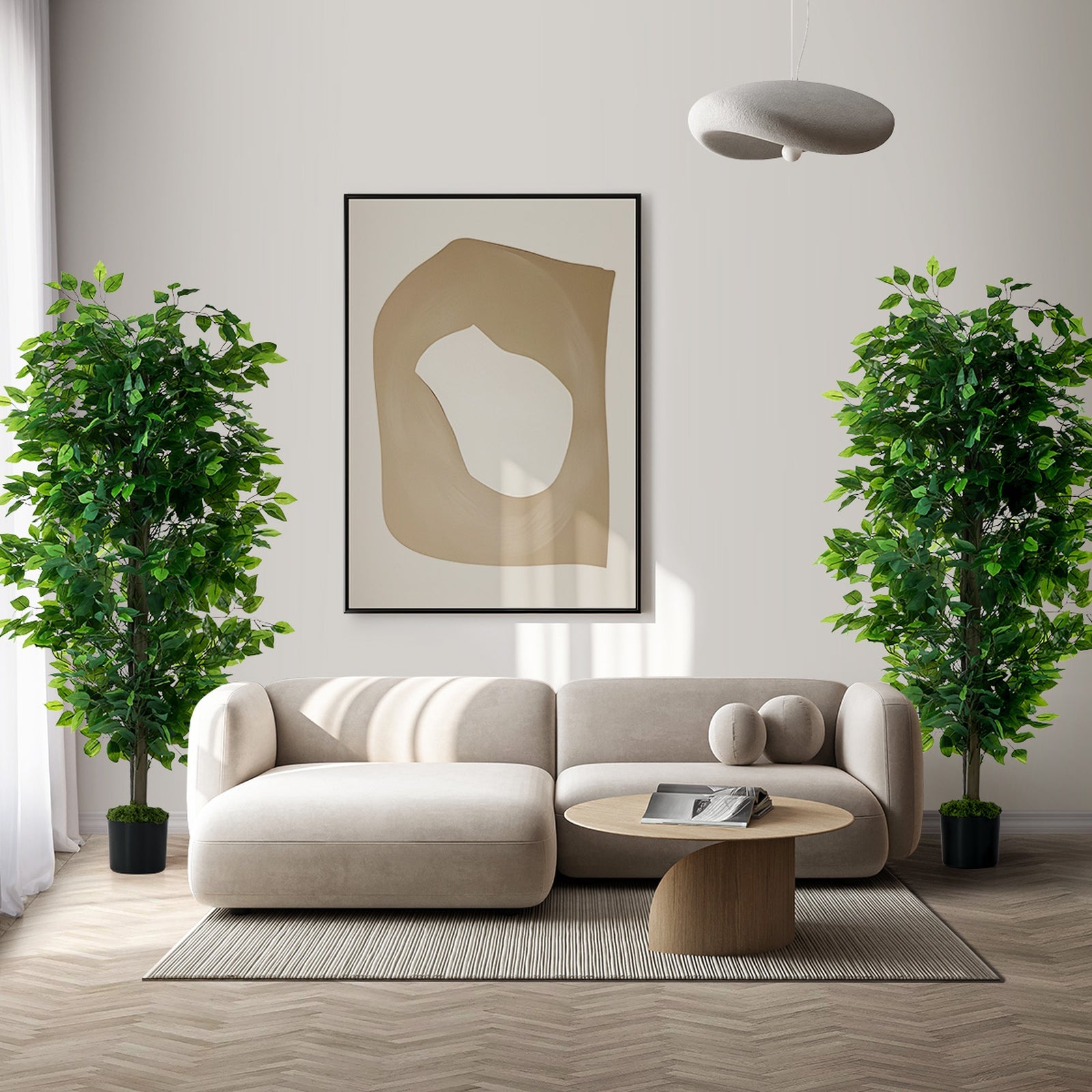Livsip 2 Pack Artificial Ficus Tree 150cm Potted Faux Plant Outdoor Home Decor