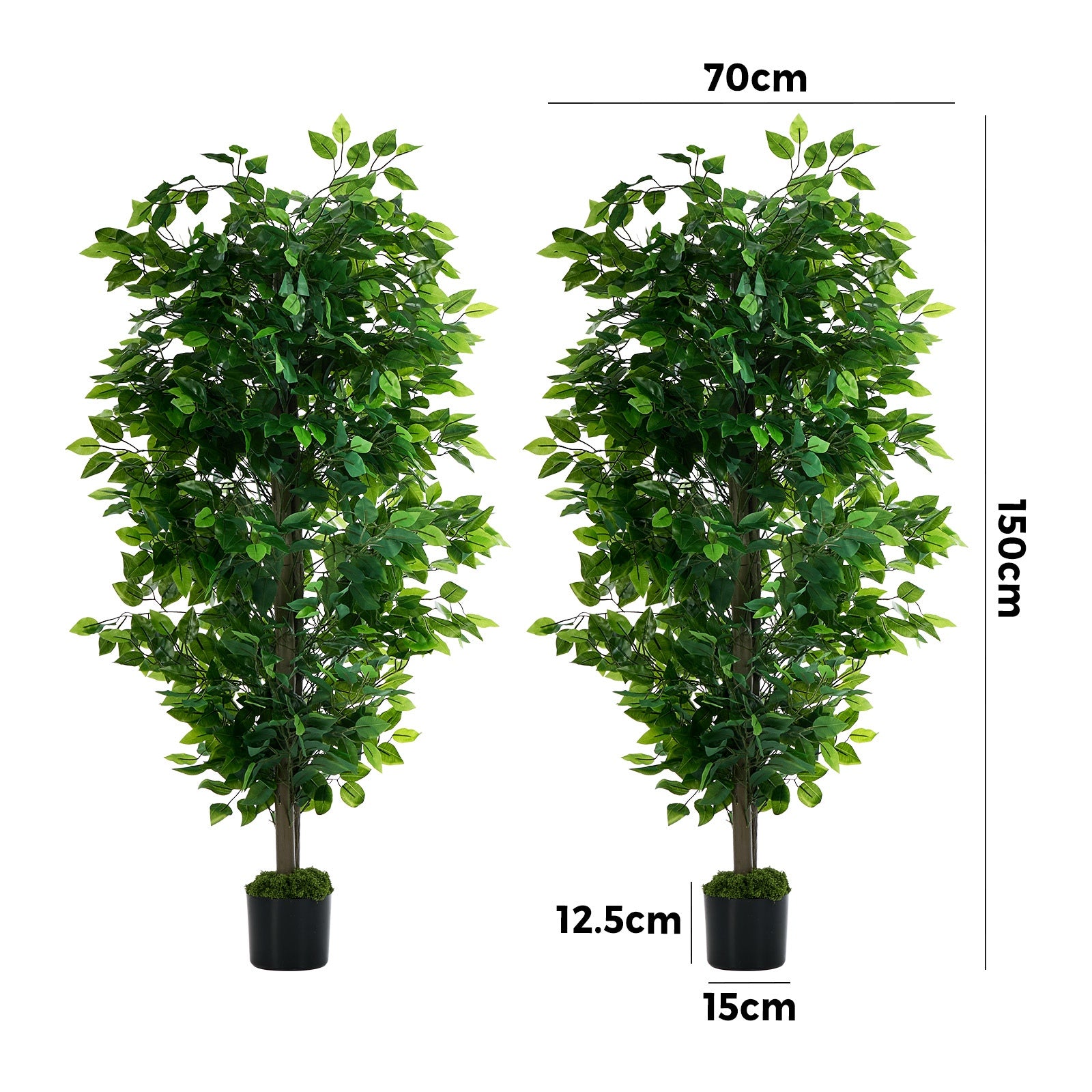 Livsip 2 Pack Artificial Ficus Tree 150cm Potted Faux Plant Outdoor Home Decor