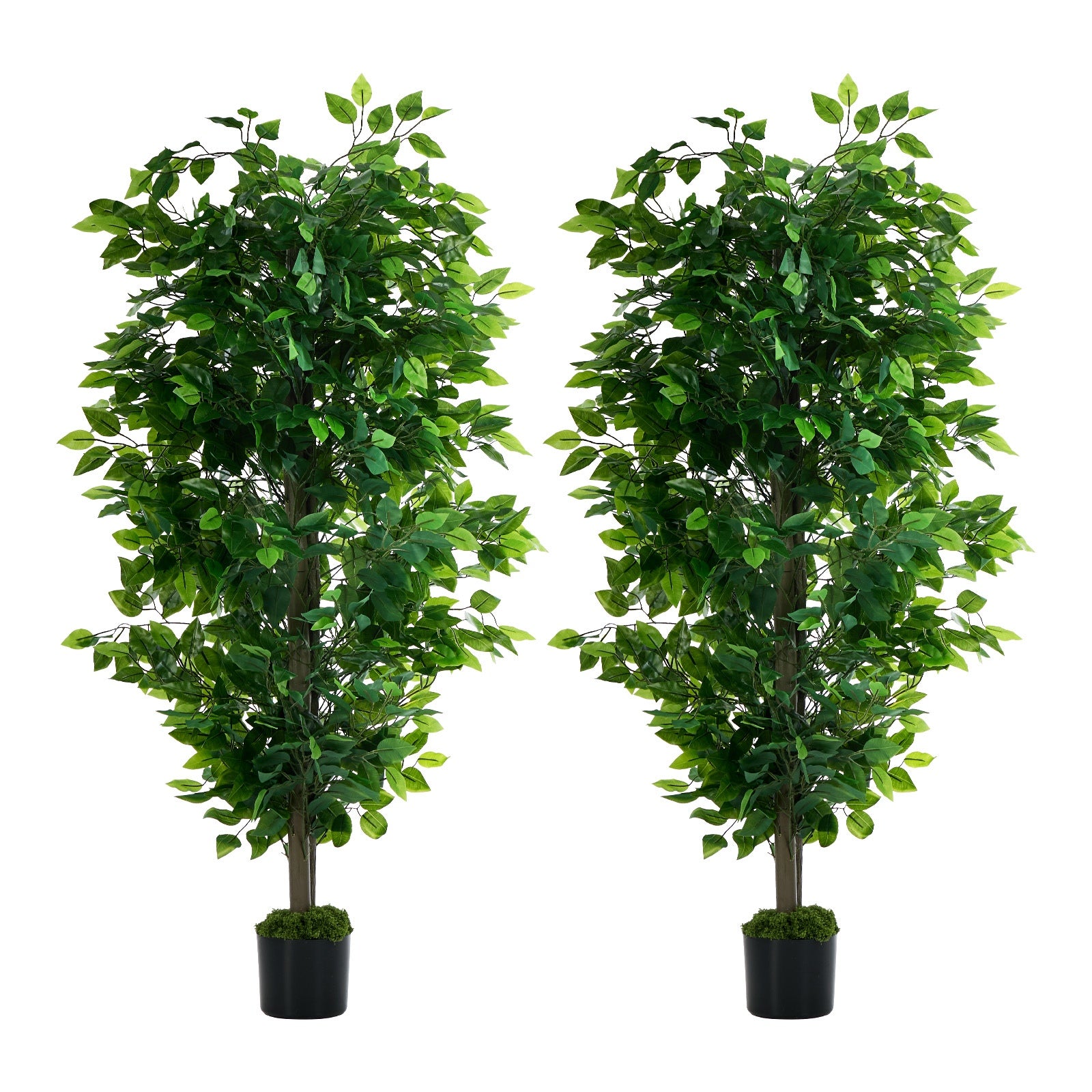 Livsip 2 Pack Artificial Ficus Tree 150cm Potted Faux Plant Outdoor Home Decor