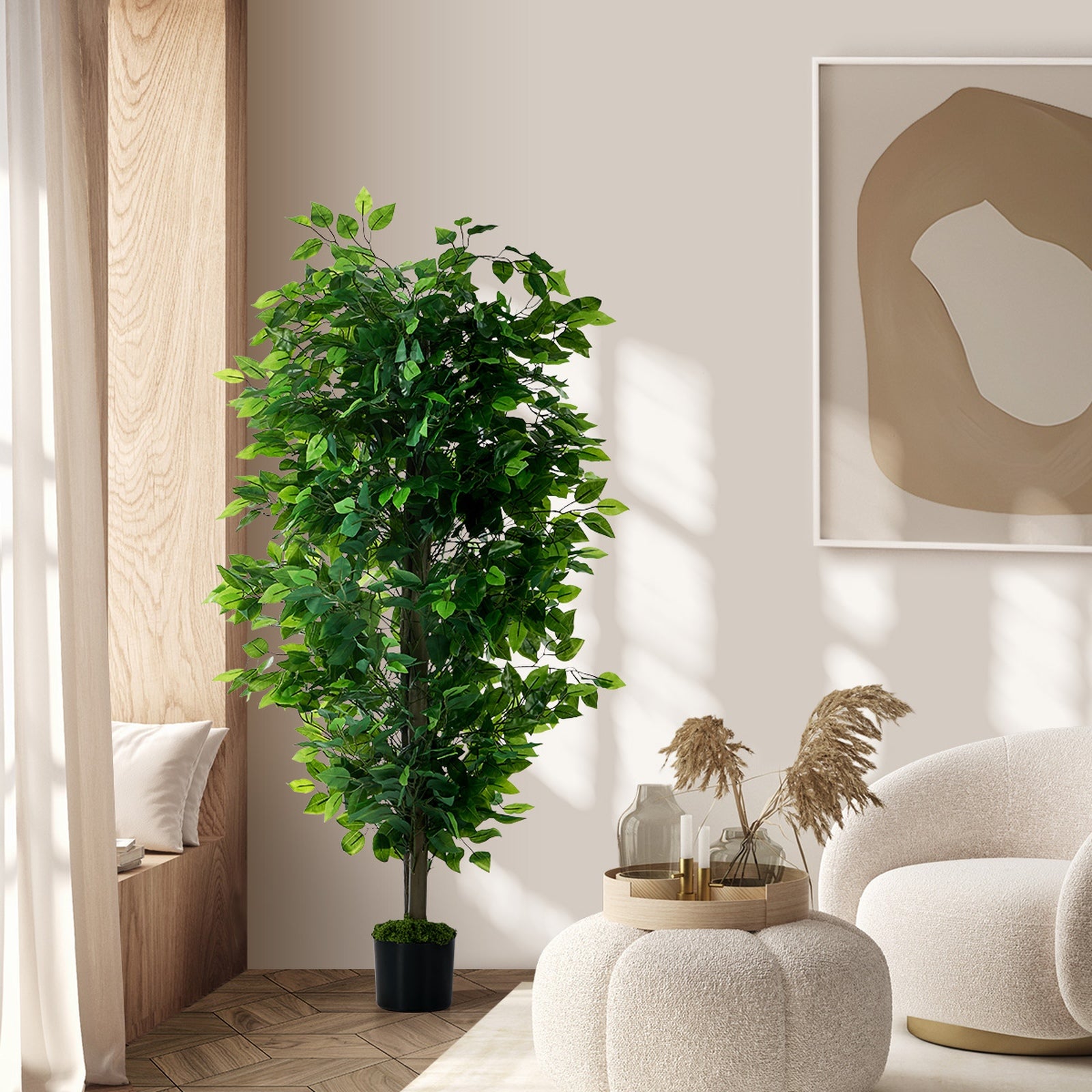 Livsip 150cm Artificial Ficus Tree Realistic Potted Faux Plant Home Decor