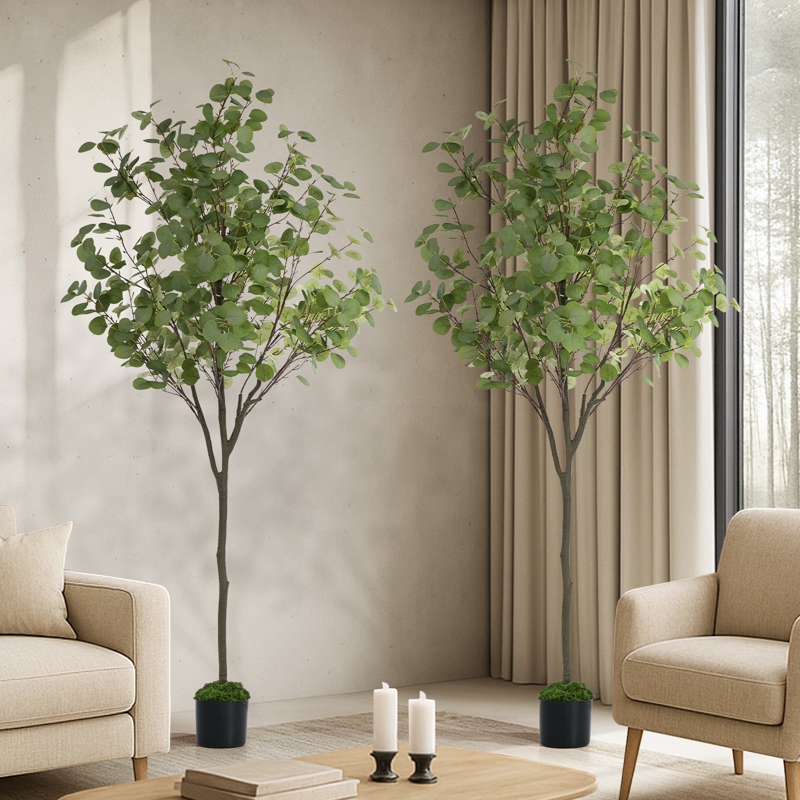 Livsip 2x Artificial Eucalyptus Tree 150cm Potted Faux Plant Outdoor Home Decor