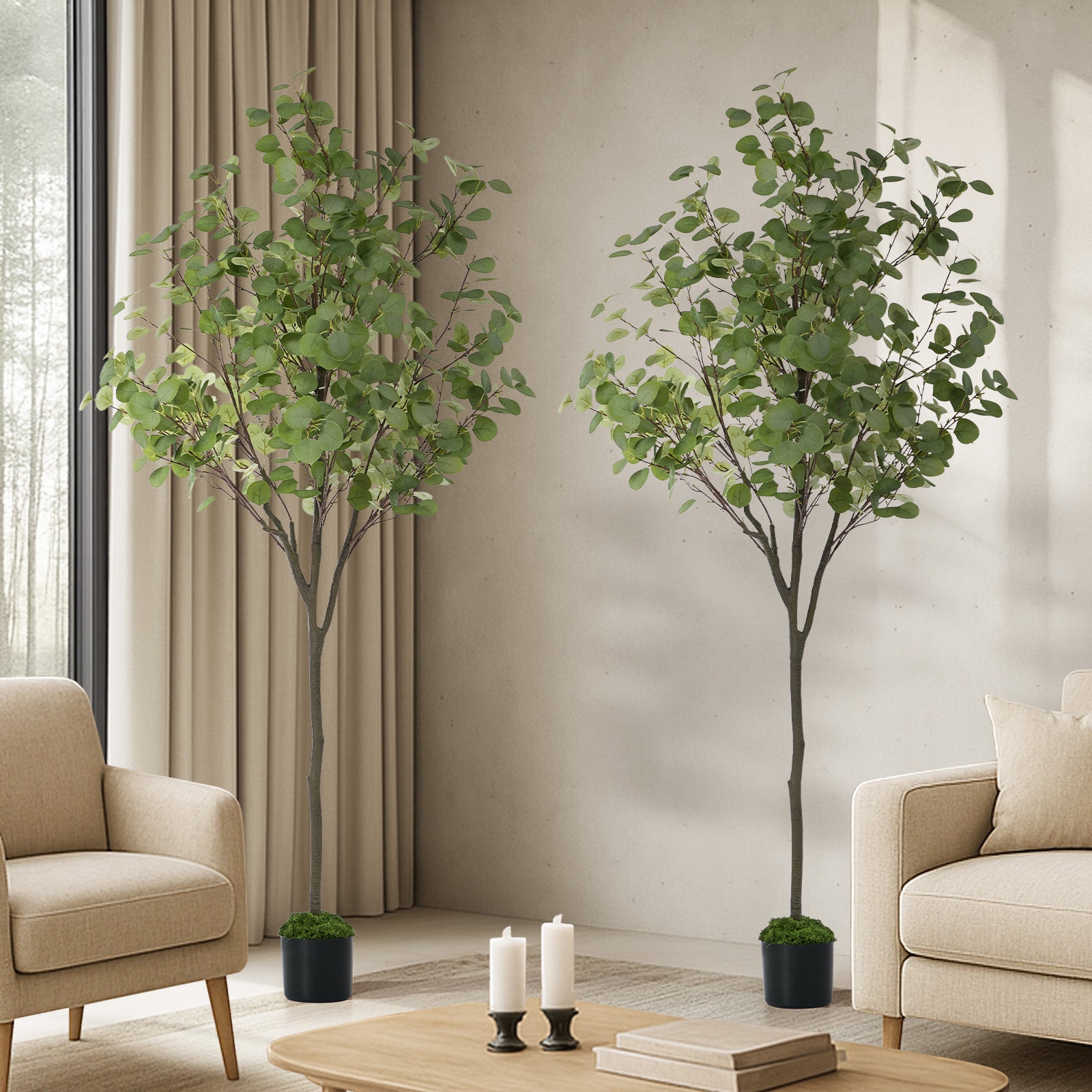 Livsip 2x Artificial Eucalyptus Tree 180cm Potted Faux Plant Outdoor Home Decor
