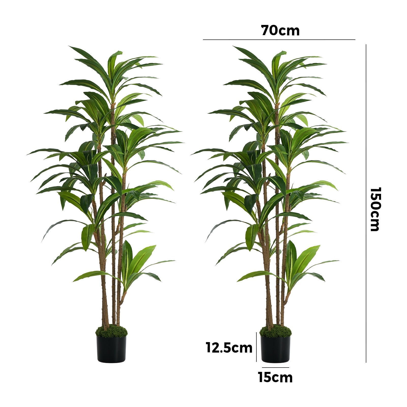 Livsip 2PCS Artificial Dracaena Tree 150cm Potted Faux Plant Outdoor Home Decor
