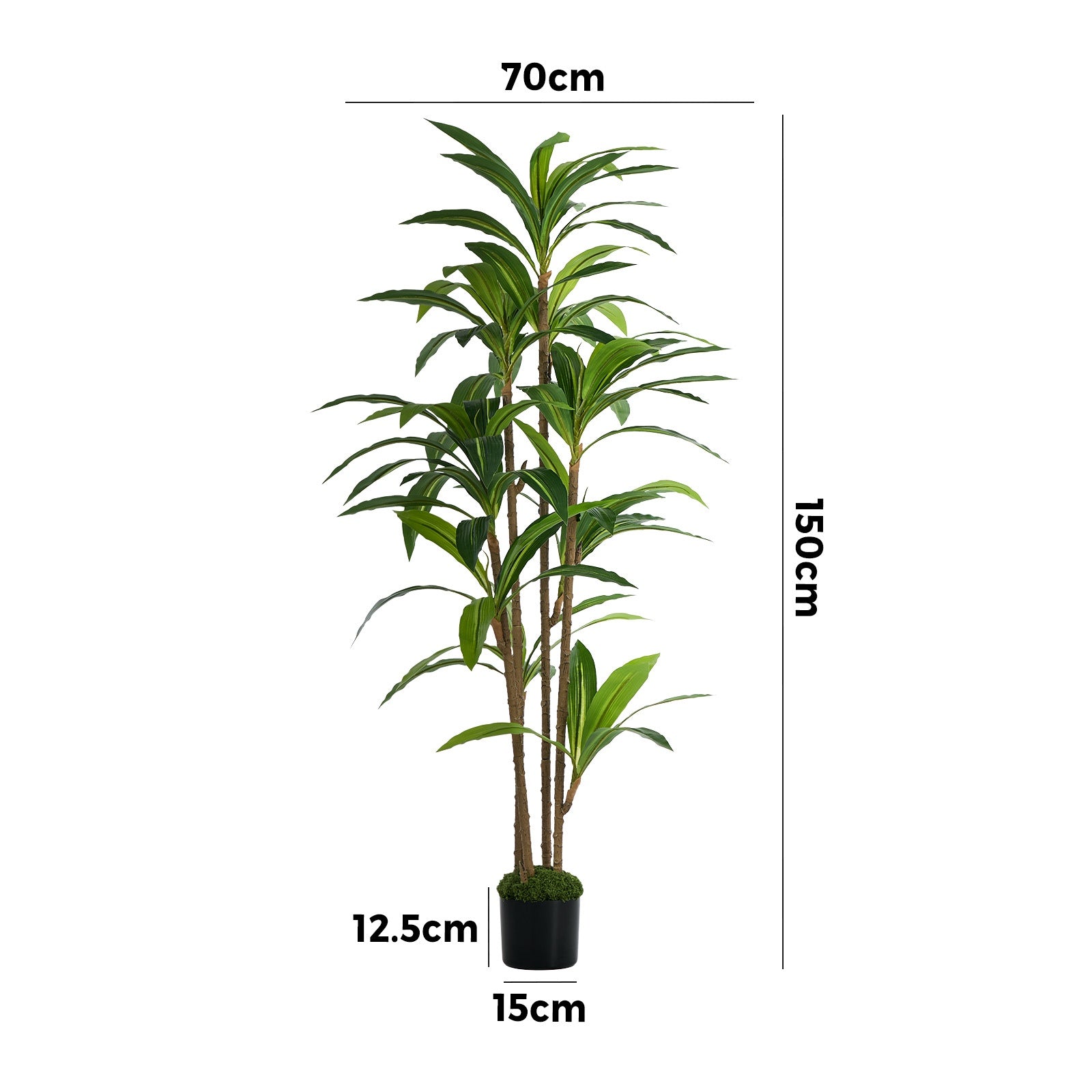 Livsip 150cm Artificial Dracaena Tree Realistic Potted Faux Plant Home Decor