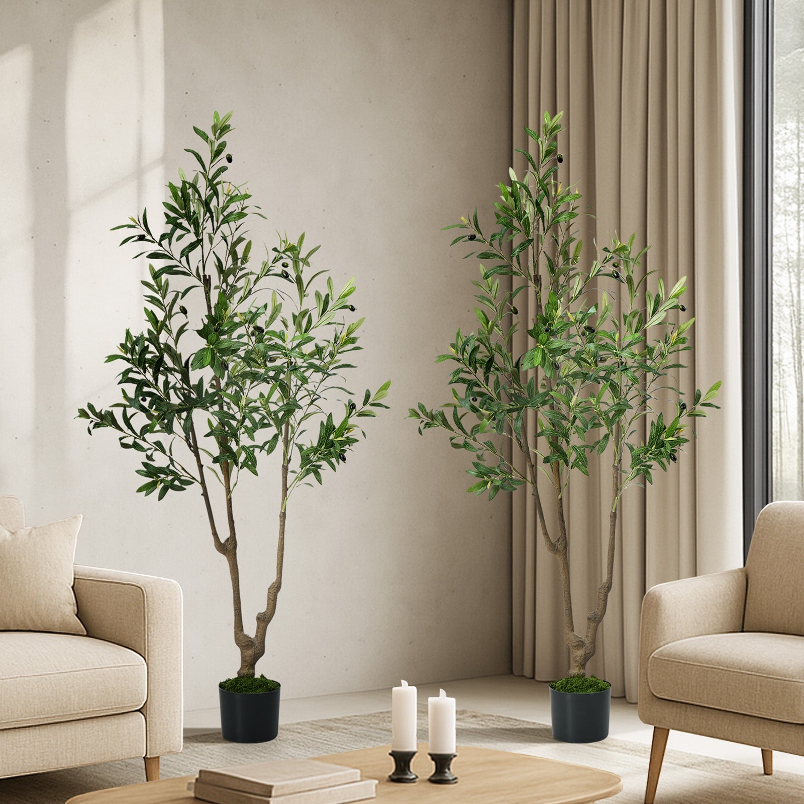 Livsip 2 Pack Artificial Olive Tree 150cm Realistic Potted Faux Plant Home Decor