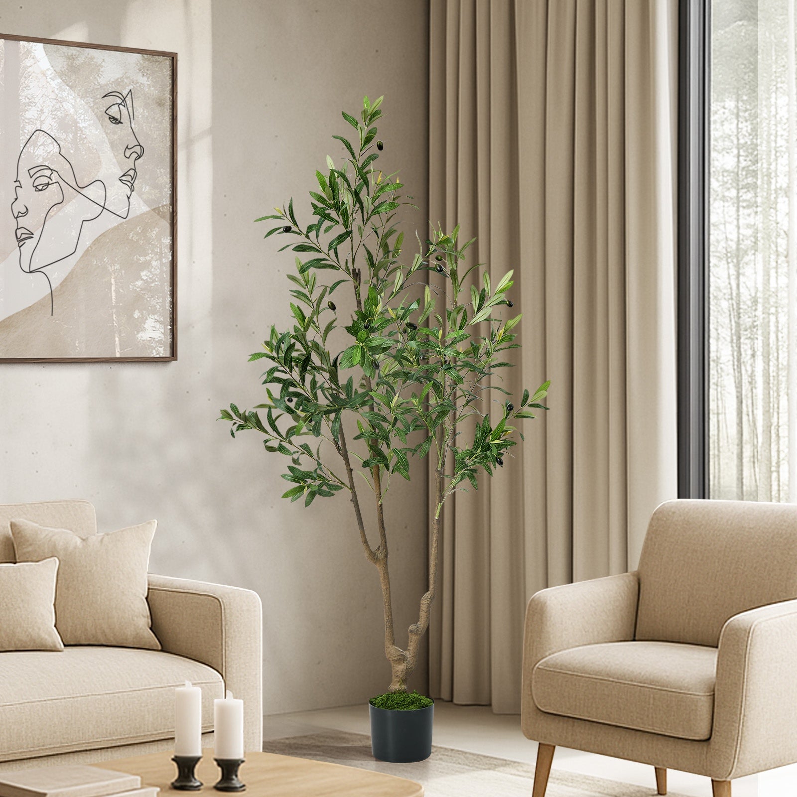 Livsip 150cm Artificial Olive Tree Realistic Potted Faux Plant Home Decor
