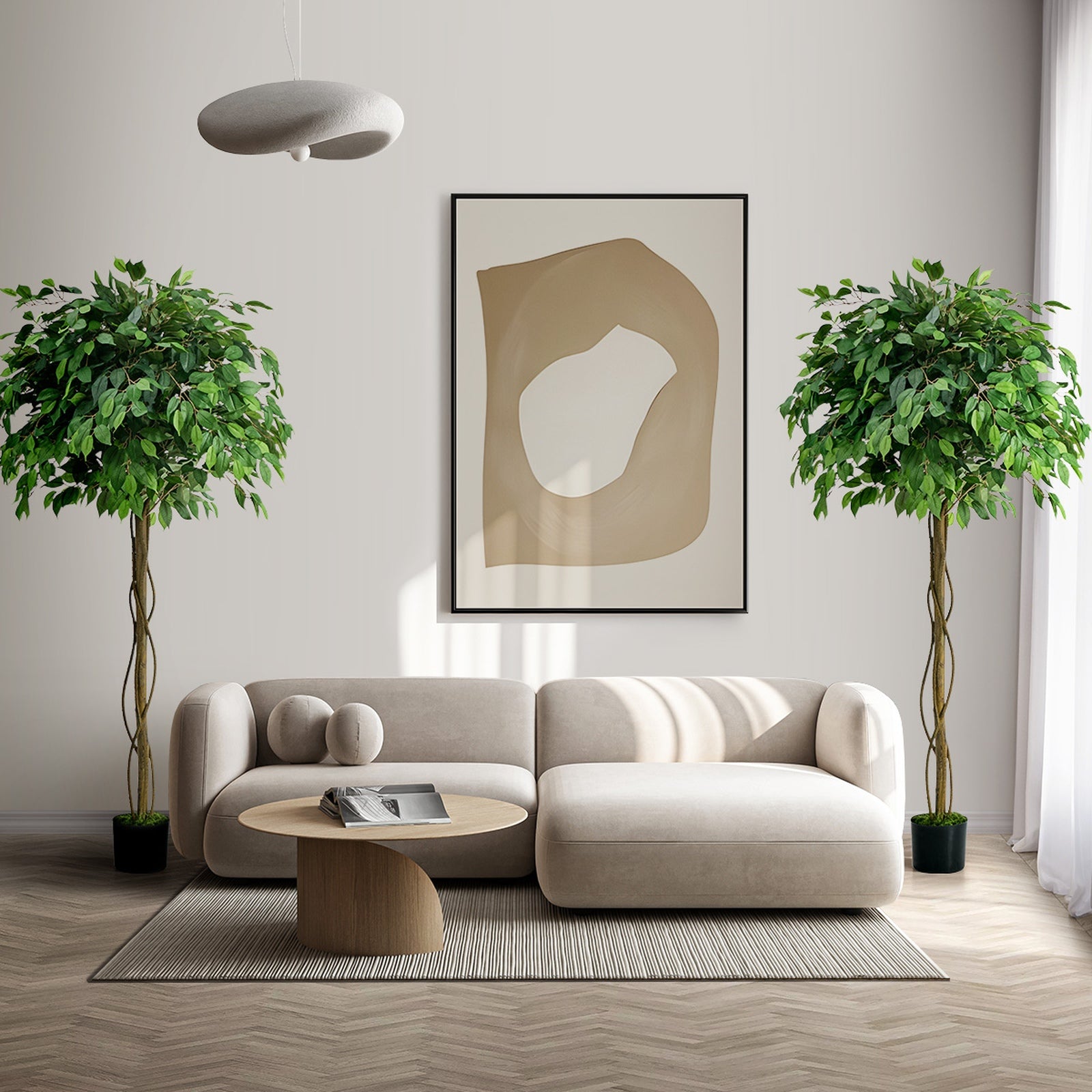 Livsip 2 Pack Artificial Ficus Tree 180cm Realistic Potted Faux Plant Home Decor