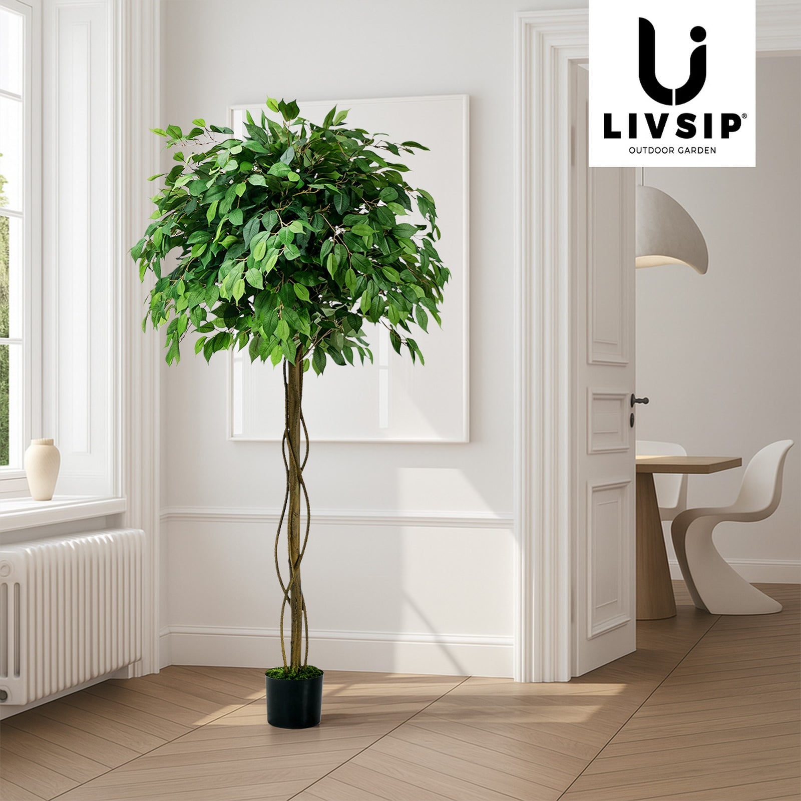 Livsip 180cm Artificial Ficus Tree Realistic Potted Faux Plant Home Decor