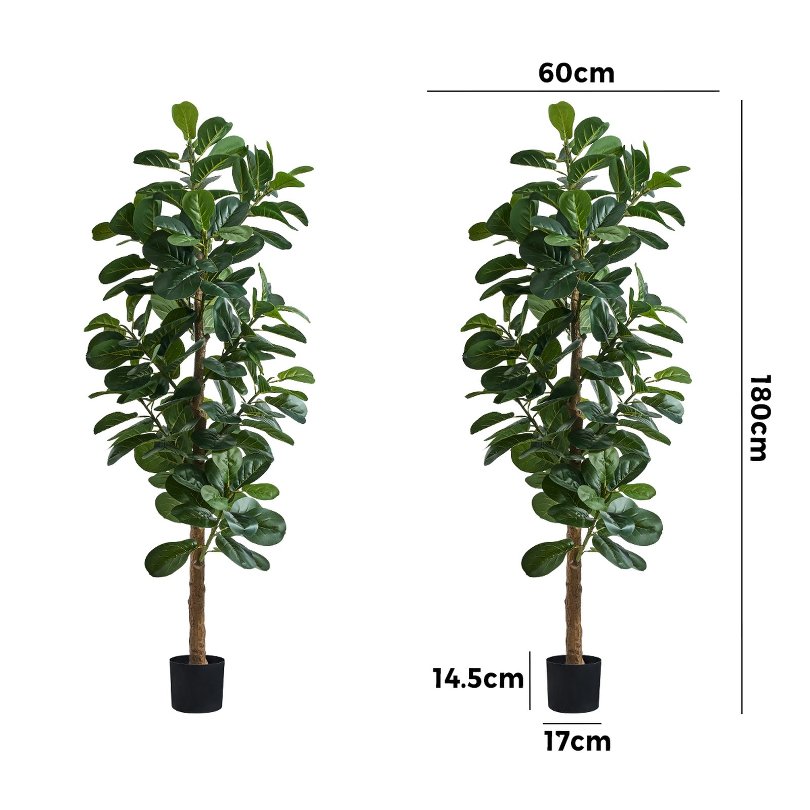 Livsip 2x Artificial Fiddle Leaf Fig Tree Lifelike Faux Plants Home Decor 180cm - Sunyee