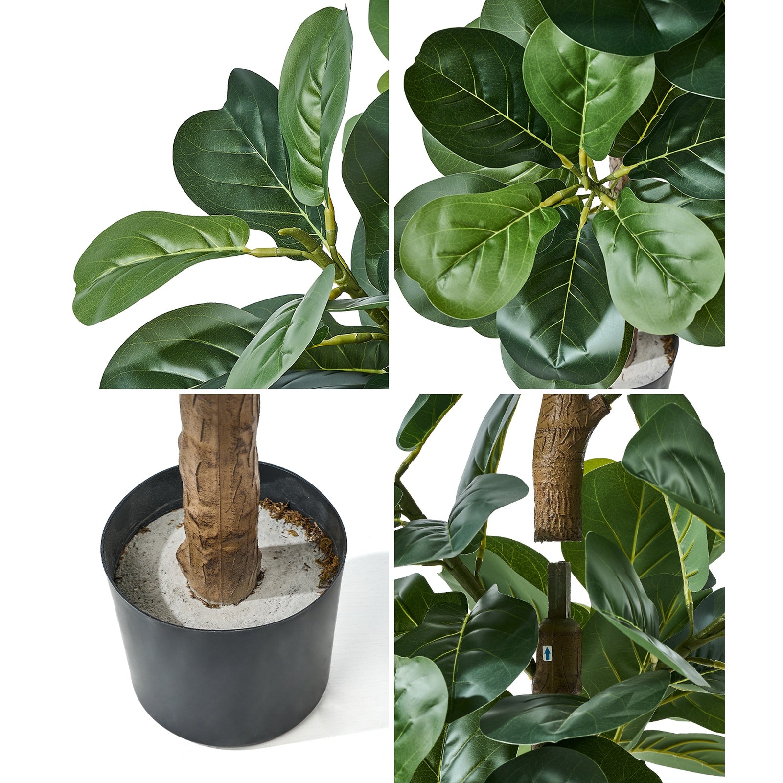 Livsip 180cm Artificial Fiddle Leaf Fig Tree Lifelike Faux Plants Home Decor - Sunyee