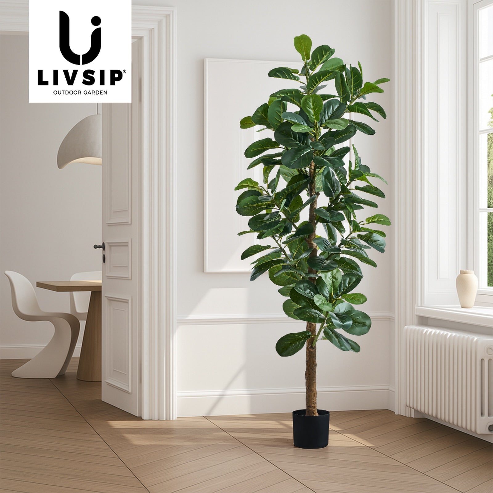 Livsip 180cm Artificial Fiddle Leaf Fig Tree Lifelike Faux Plants Home Decor - Sunyee