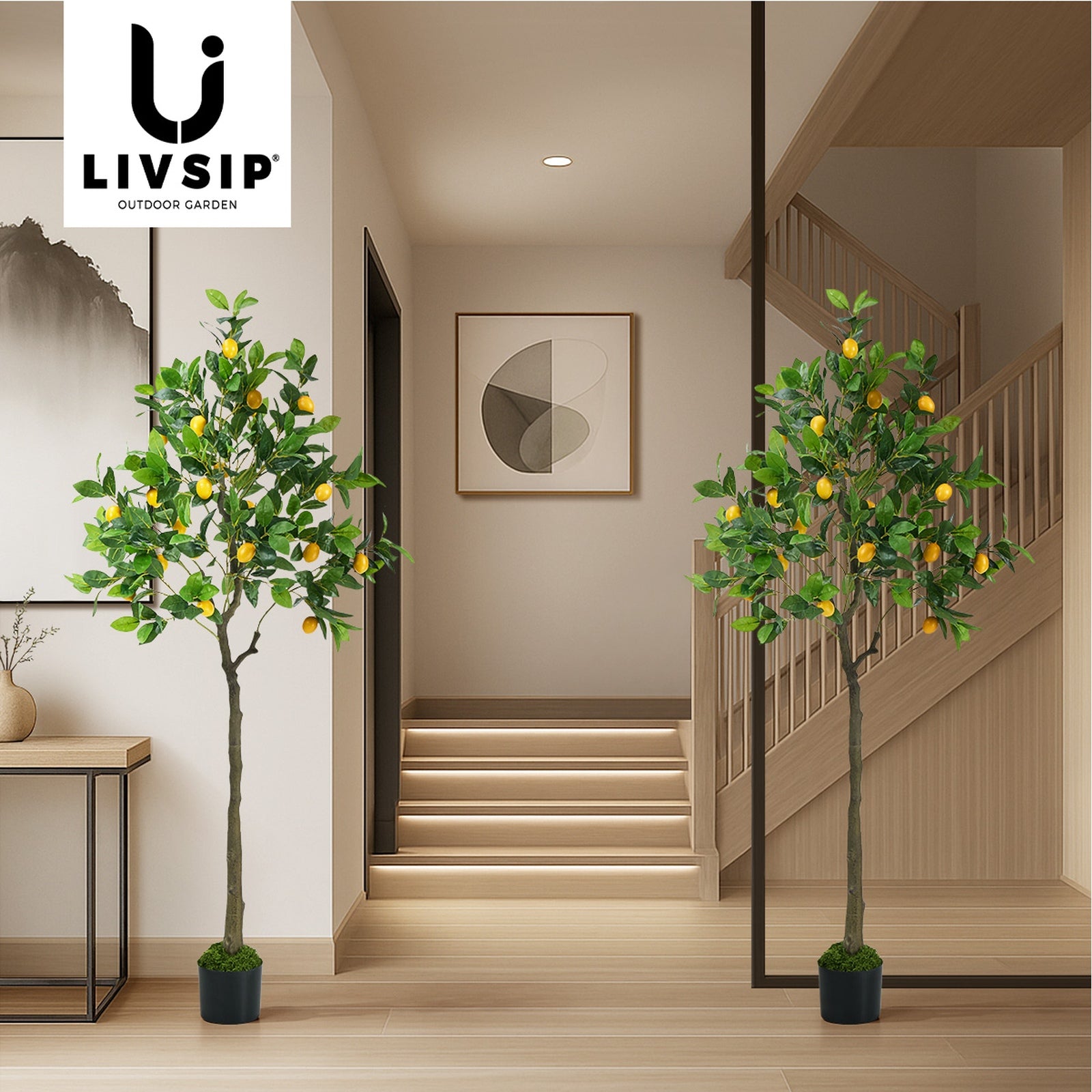 Livsip 2 Pack Artificial Lemon Tree 150cm Realistic Potted Faux Plant Home Decor