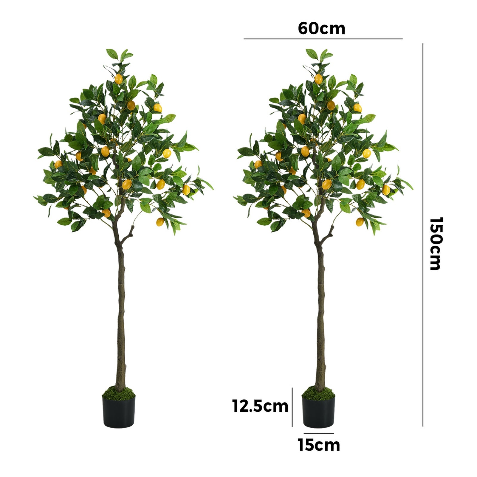 Livsip 2 Pack Artificial Lemon Tree 150cm Realistic Potted Faux Plant Home Decor