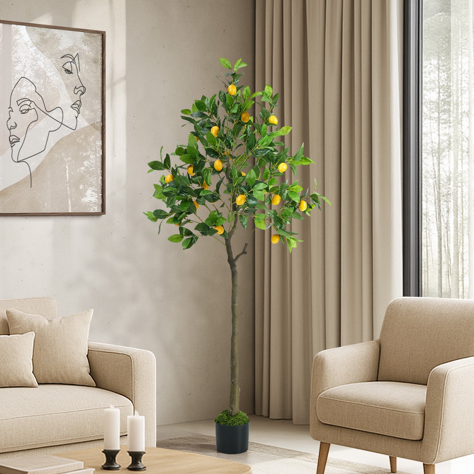 Livsip 150cm Artificial Lemon Tree Realistic Potted Faux Plant Home Decor