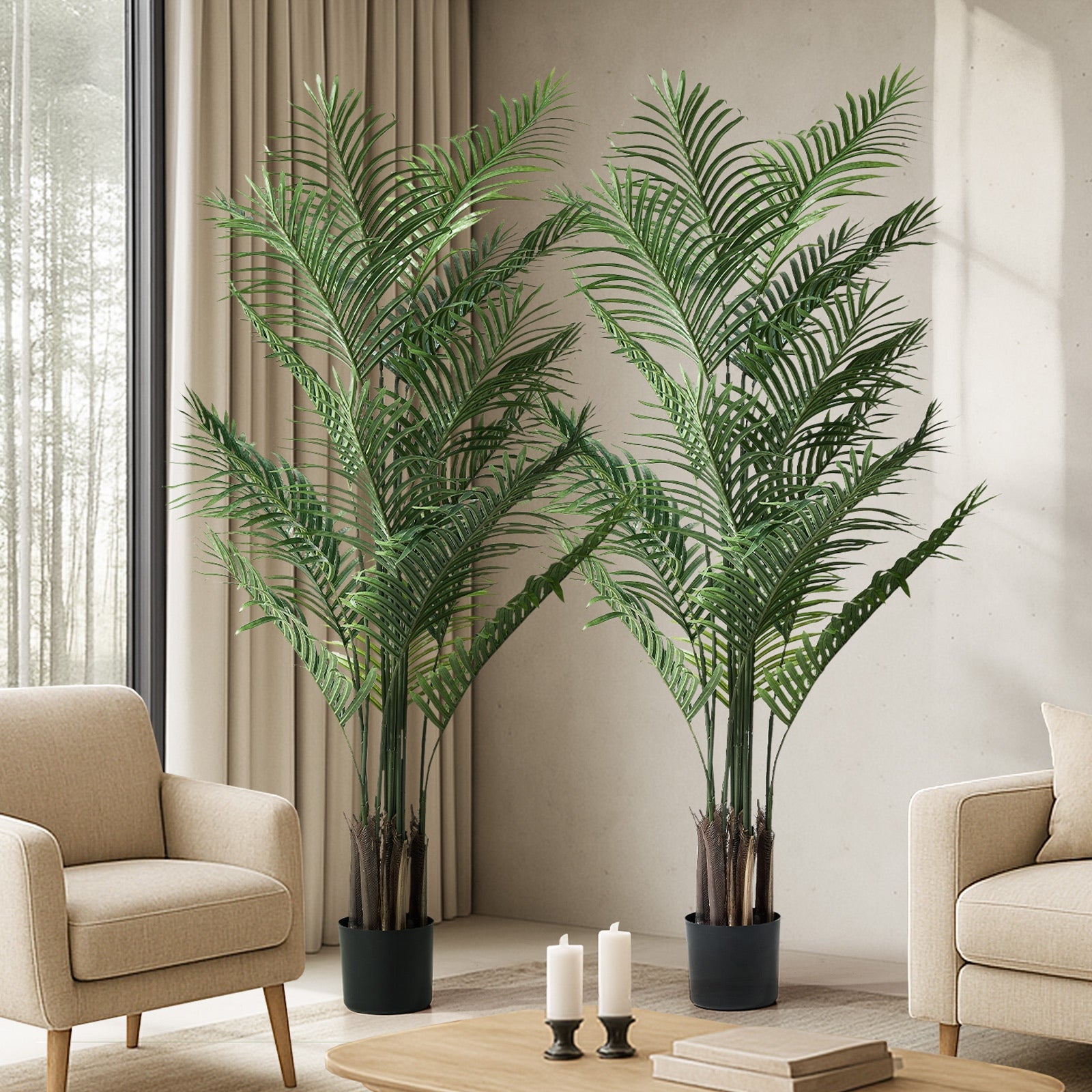 Livsip 2 Pack Artificial Palm Tree Faux Potted Plants Home Garden Decor 180cm - Sunyee