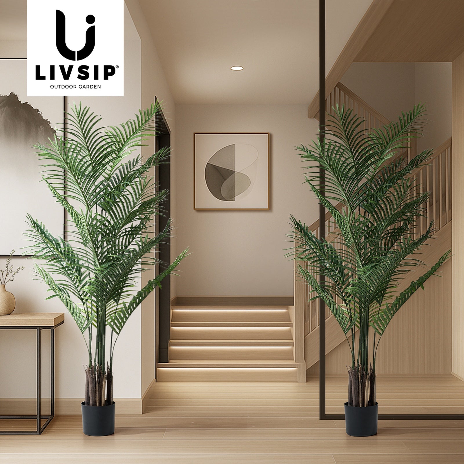 Livsip 2 Pack Artificial Palm Tree Faux Potted Plants Home Garden Decor 180cm - Sunyee