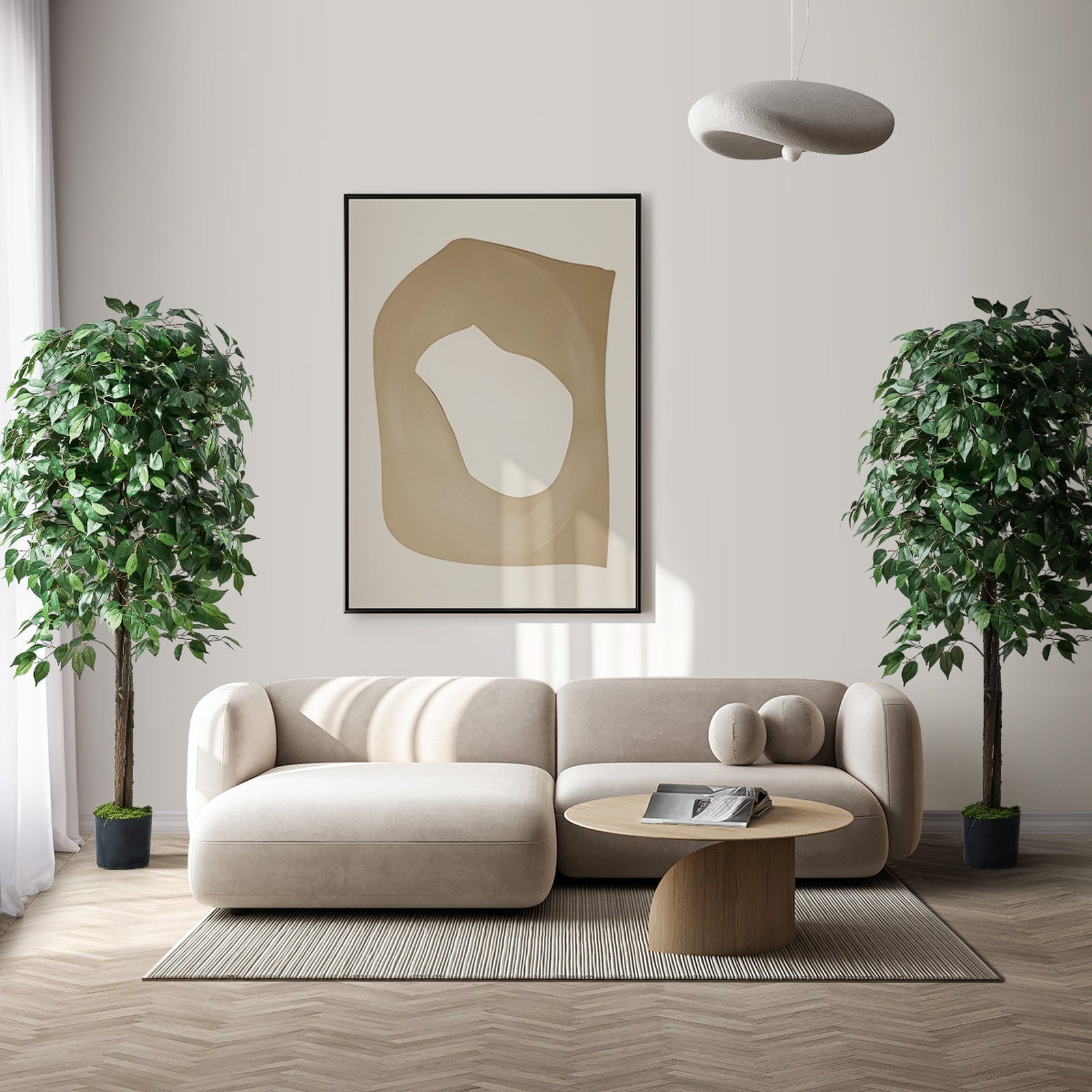 Livsip 2 Pack 150cm Artificial Ficus Tree Faux Potted Plants Home Garden Decor - Sunyee