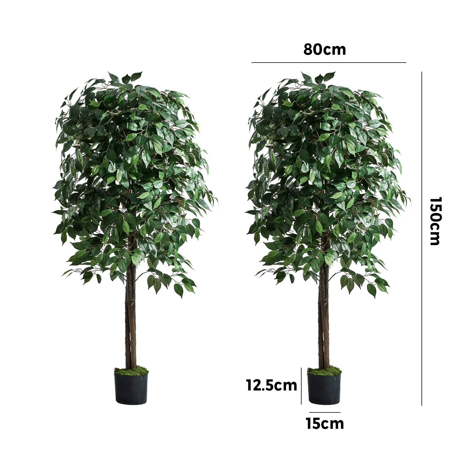 Livsip 2 Pack 150cm Artificial Ficus Tree Faux Potted Plants Home Garden Decor - Sunyee
