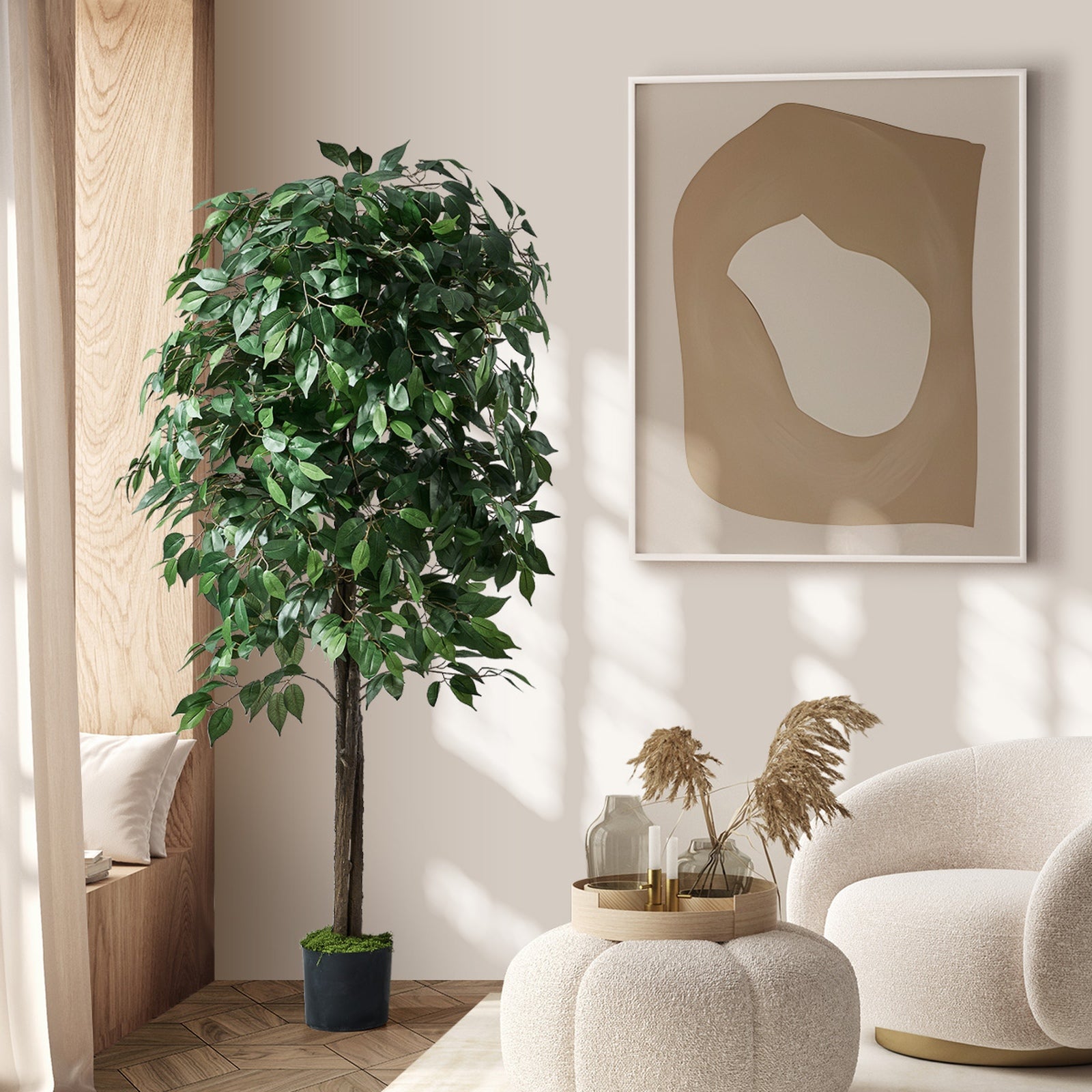 Livsip 150cm Artificial Ficus Tree Lifelike Faux Potted Plants Home Garden Decor - Sunyee