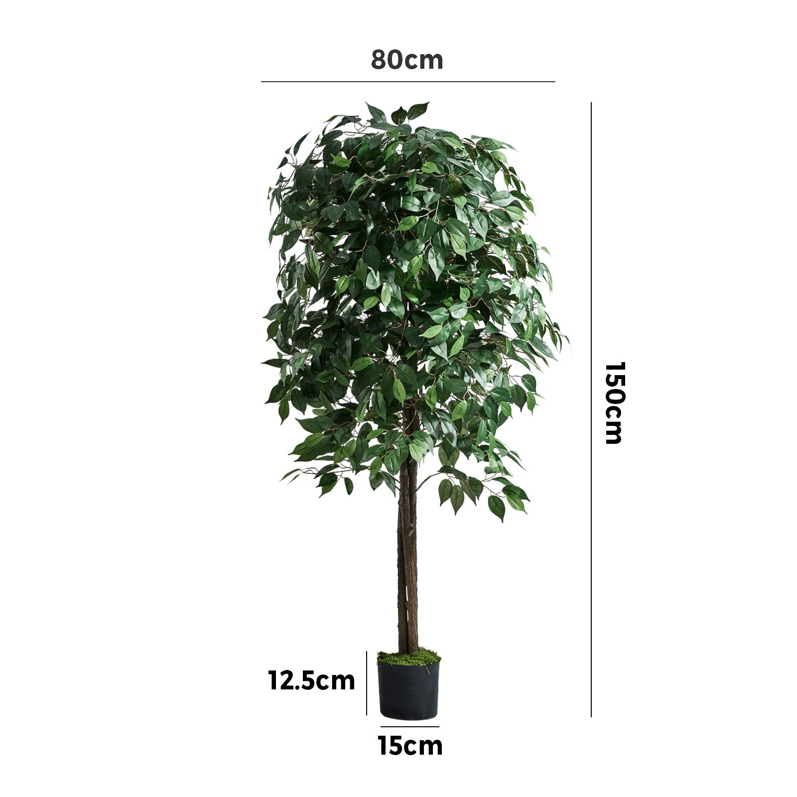 Livsip 150cm Artificial Ficus Tree Lifelike Faux Potted Plants Home Garden Decor - Sunyee