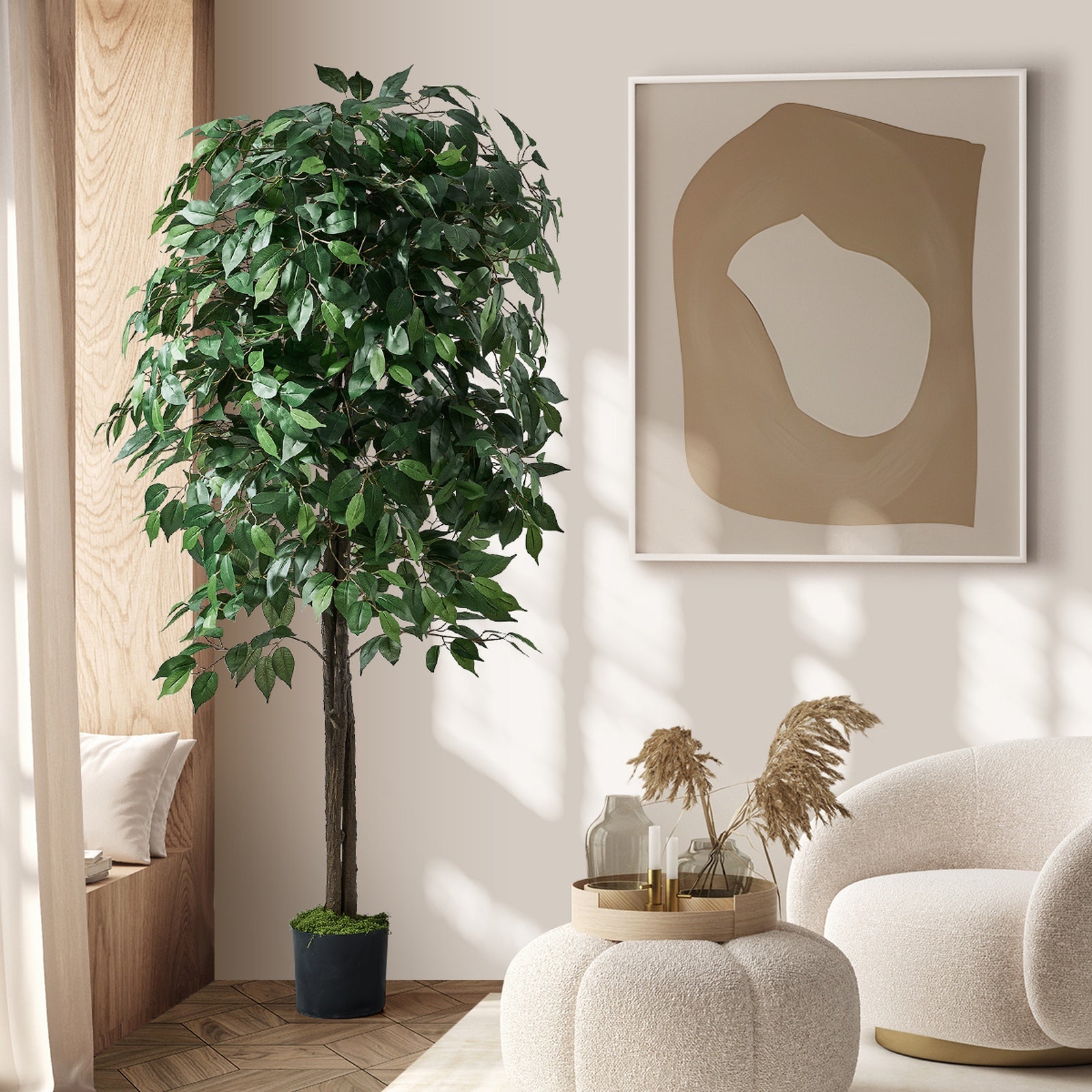 Livsip 180cm Artificial Ficus Tree Lifelike Faux Potted Plants Home Garden Decor - Sunyee