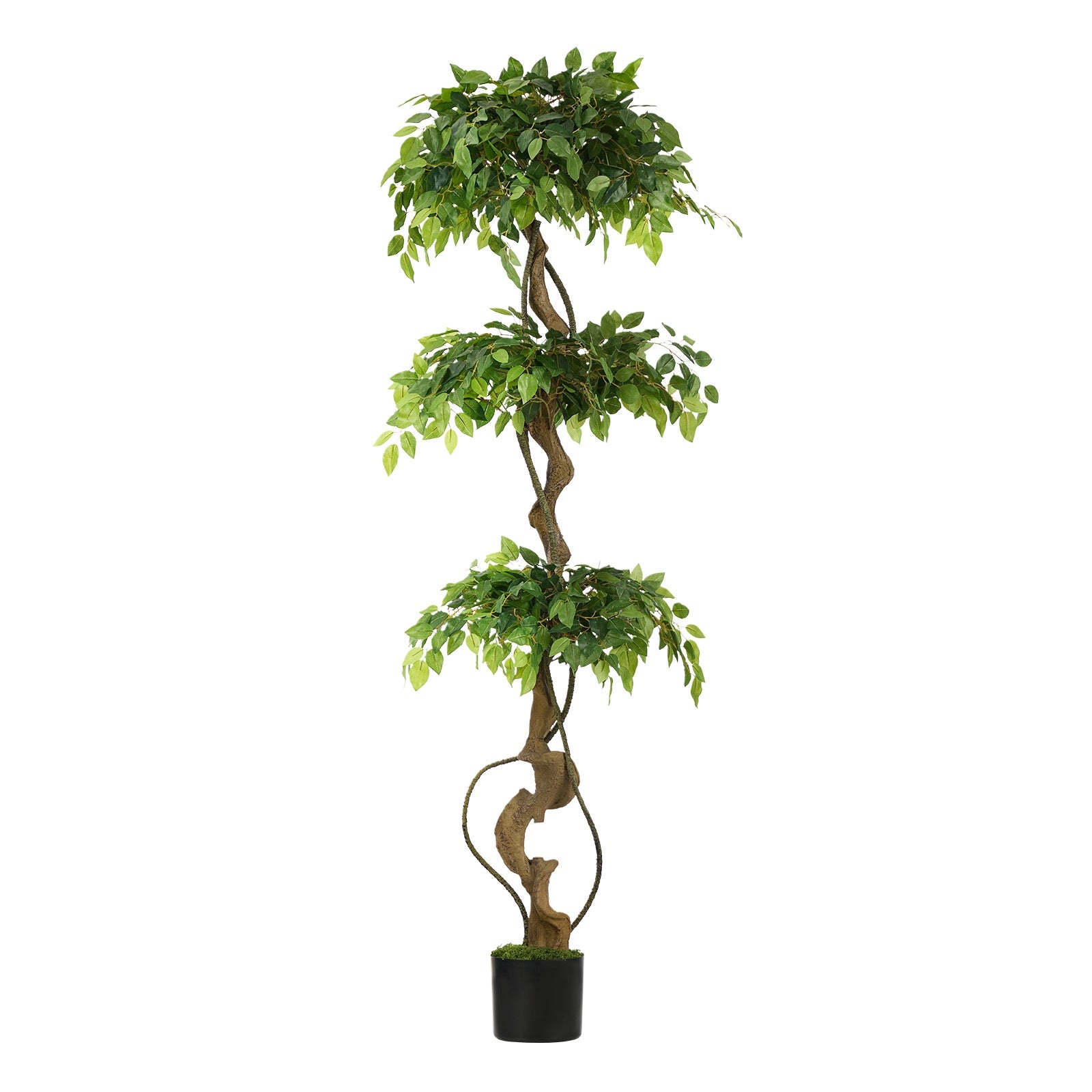 Livsip 180cm Artificial Ficus Tree Large Twisted Ficus Faux Potted Plant - Sunyee