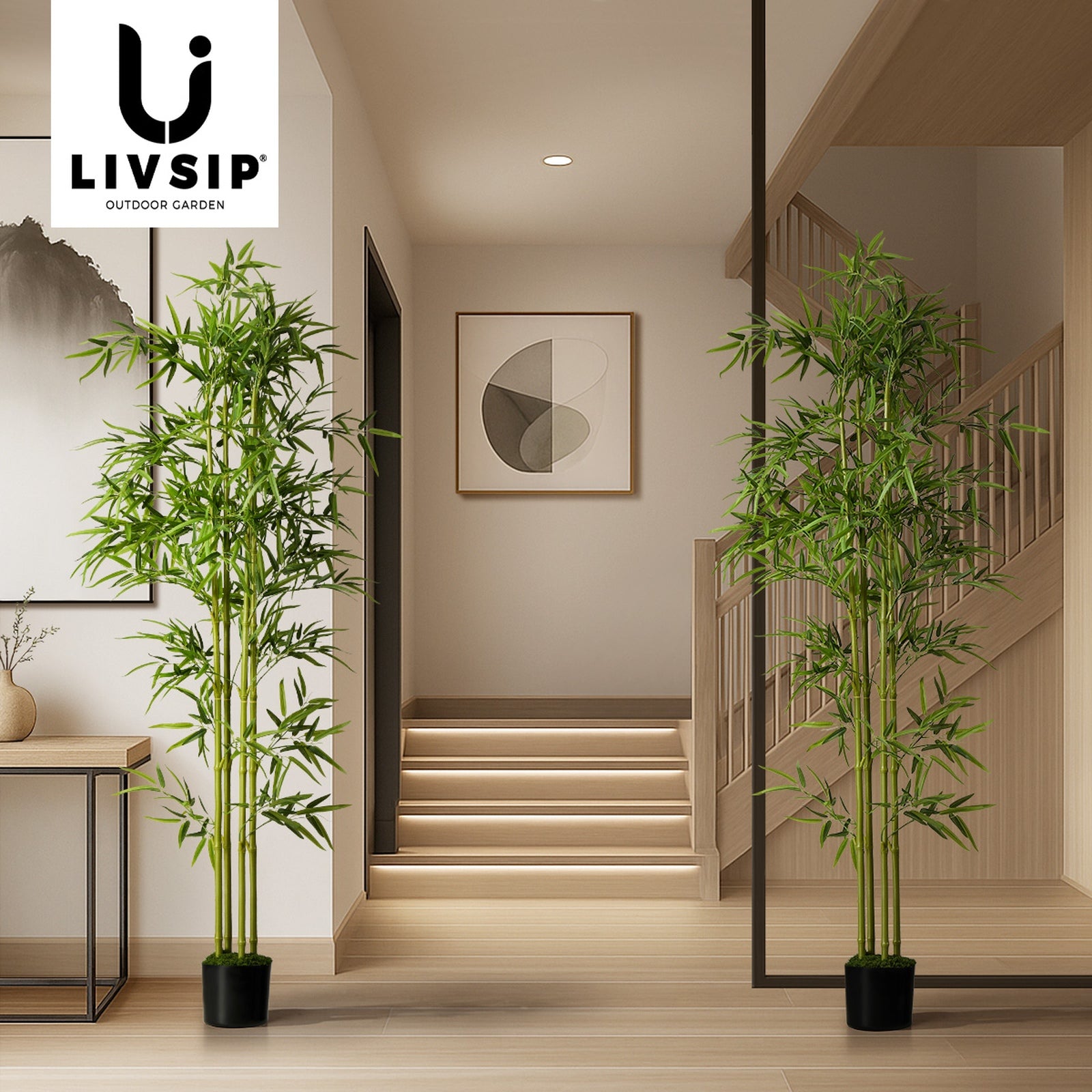 Livsip 2 Pack Artificial Bamboo Tree 180cm Faux Potted Plant Home Garden Decor - Sunyee