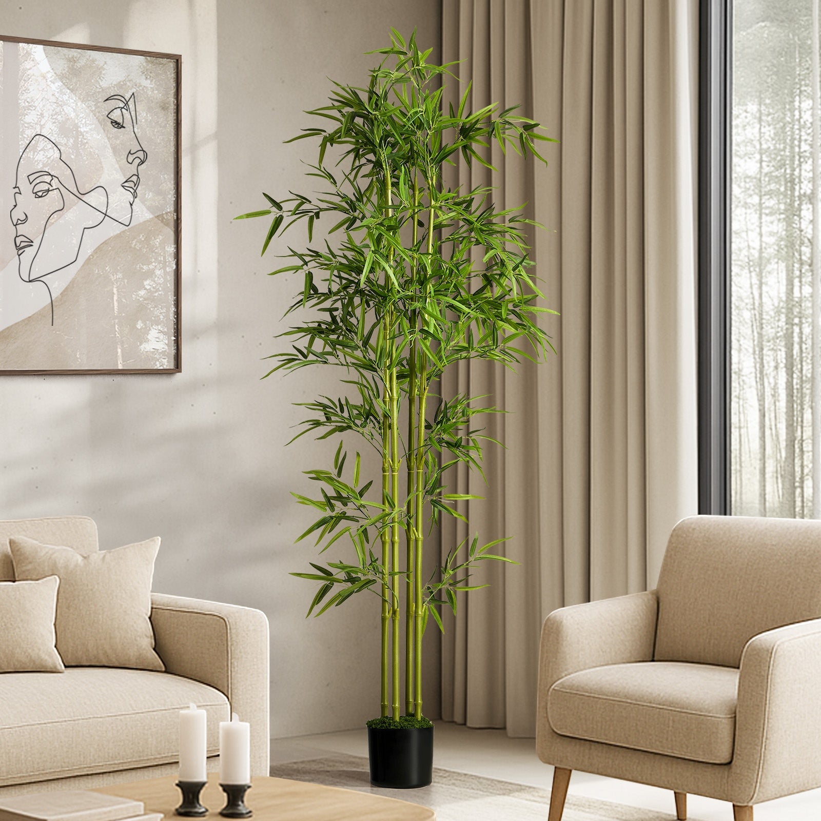 Livsip 180cm Artificial Bamboo Tree Lifelike Faux Potted Plant Home Garden Decor - Sunyee