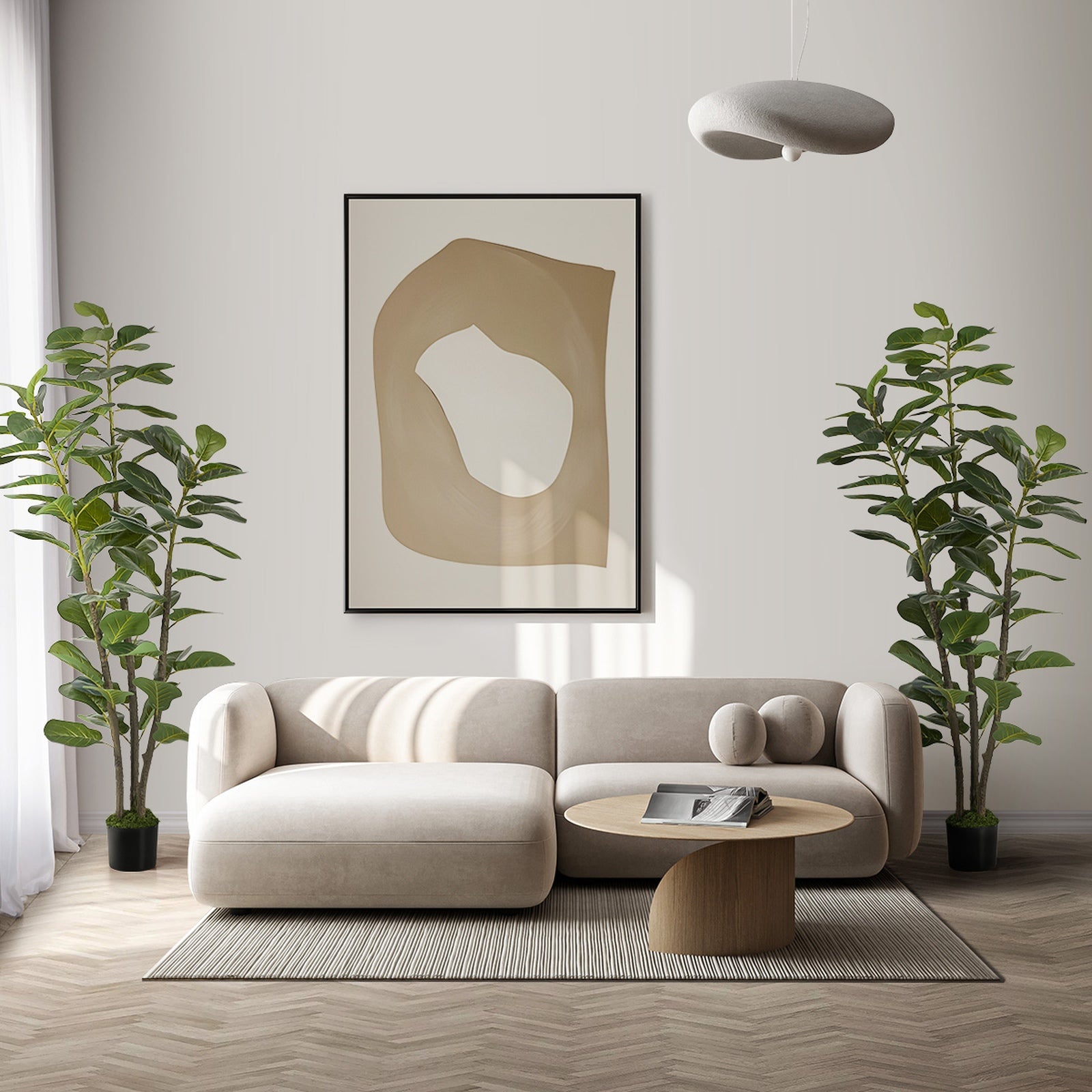 Livsip 2PCS Artificial Fiddle Leaf Fig Tree 150cm Lifelike Faux Potted Plant - Sunyee