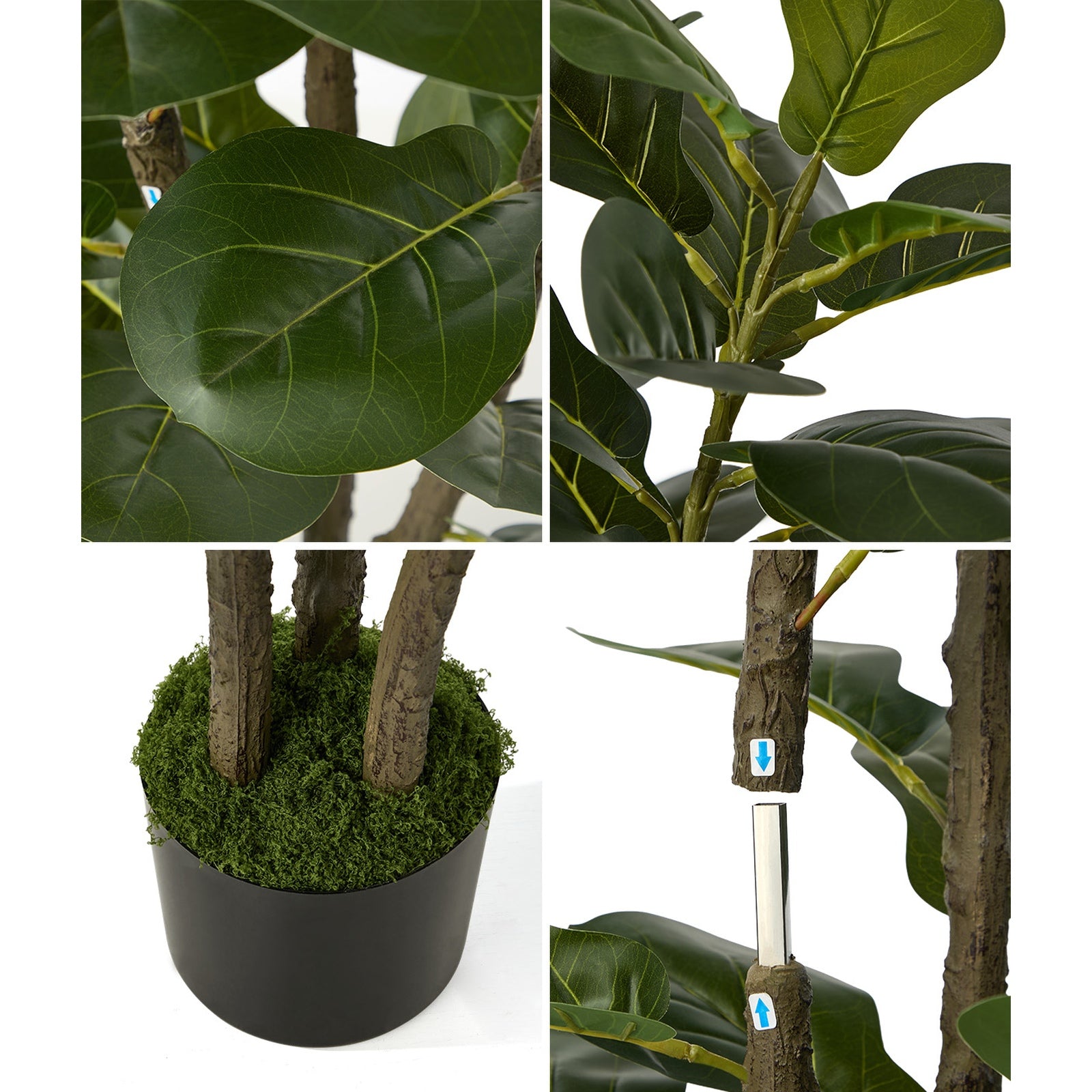 Livsip 2PCS Artificial Fiddle Leaf Fig Tree 150cm Lifelike Faux Potted Plant - Sunyee