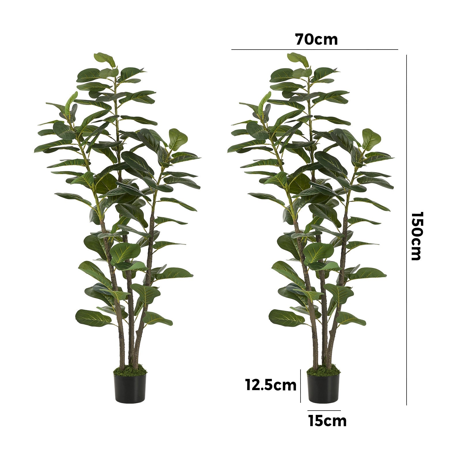 Livsip 2PCS Artificial Fiddle Leaf Fig Tree 150cm Lifelike Faux Potted Plant - Sunyee